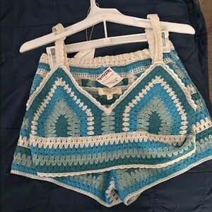Rebellion Blue and Cream Crochet Set
